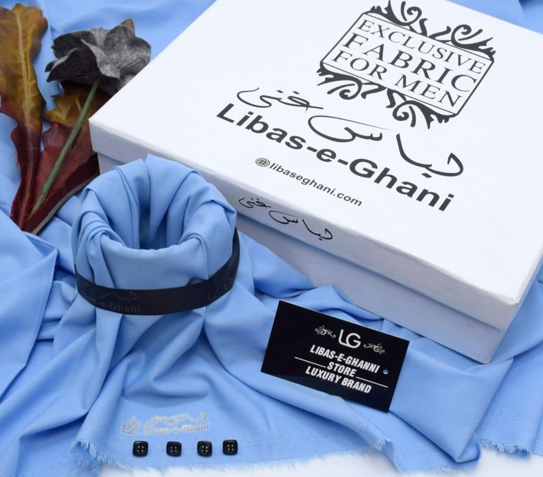 Premium men’s plain suit fabric in blue color