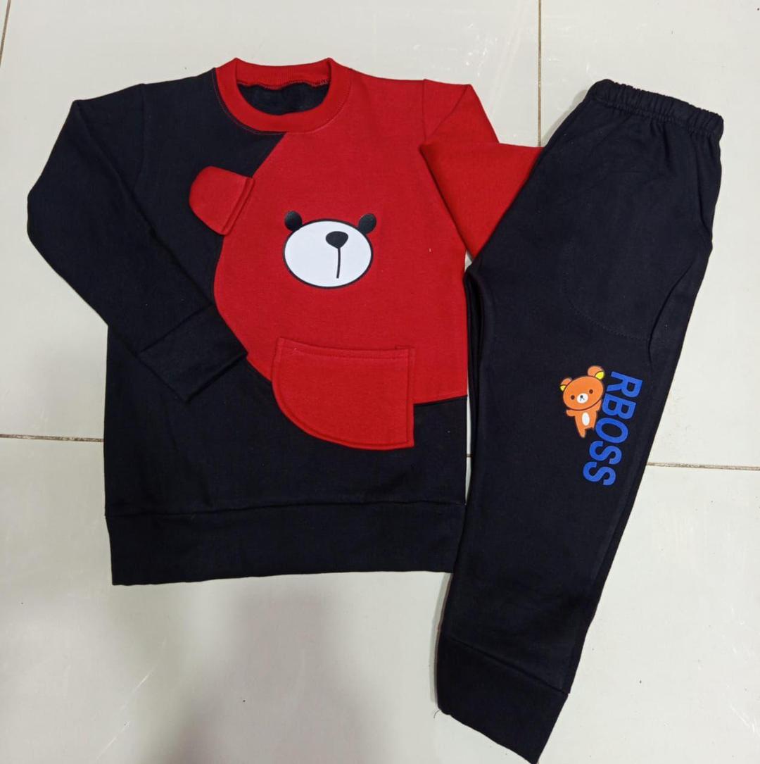 Two-piece fleece printed tracksuit with shirt and trouser