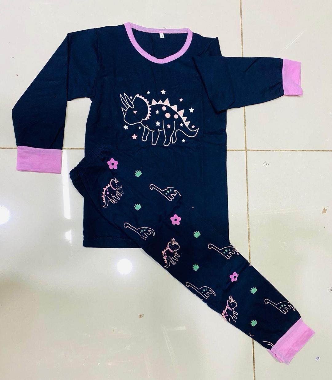 2 Pcs Girl's Pajama Set - T-shirt and Trouser Closeup