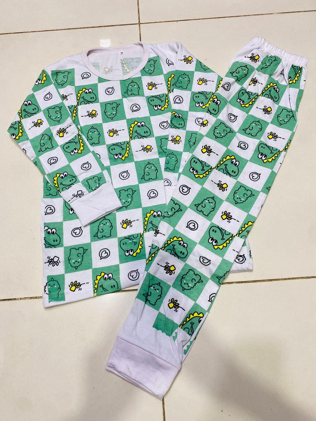 Front view of printed cotton jersey nightwear for kids