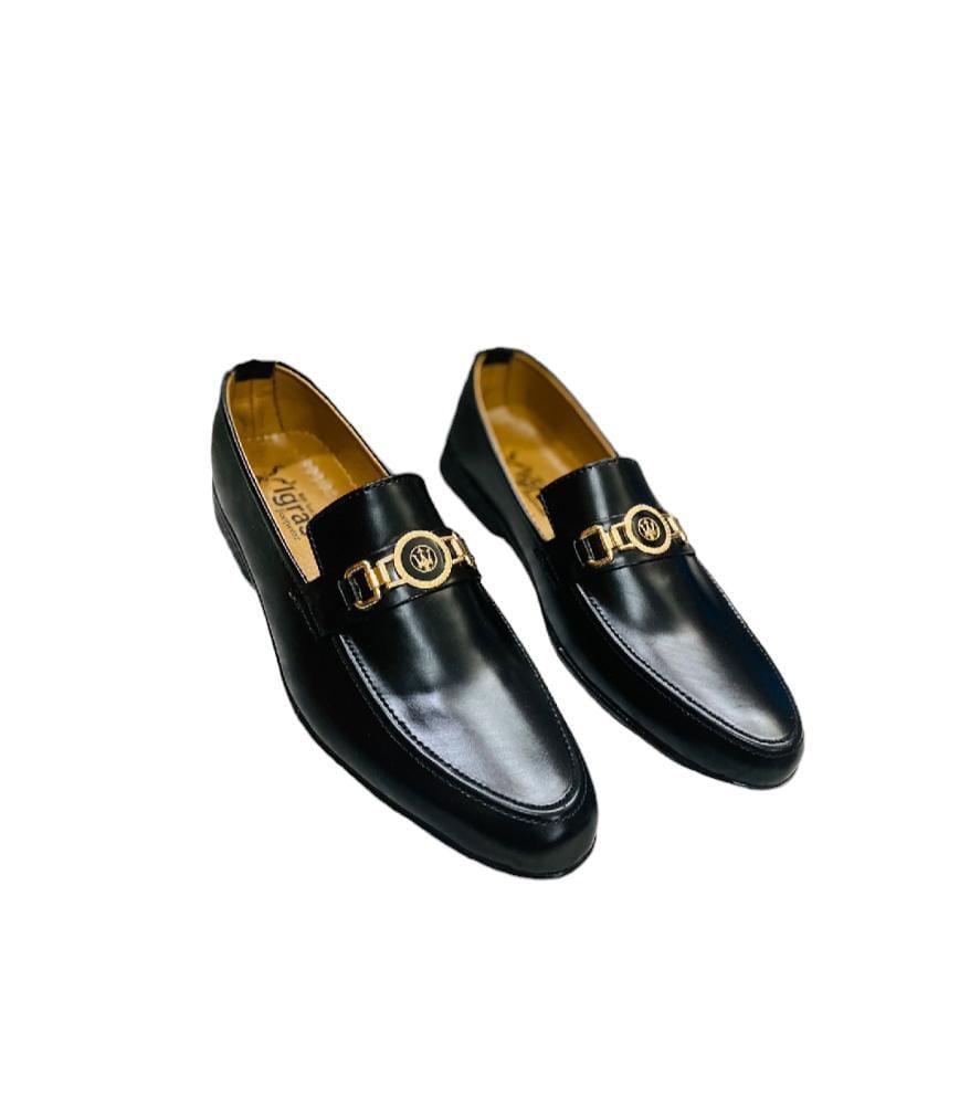 Top view of men's black casual shoes