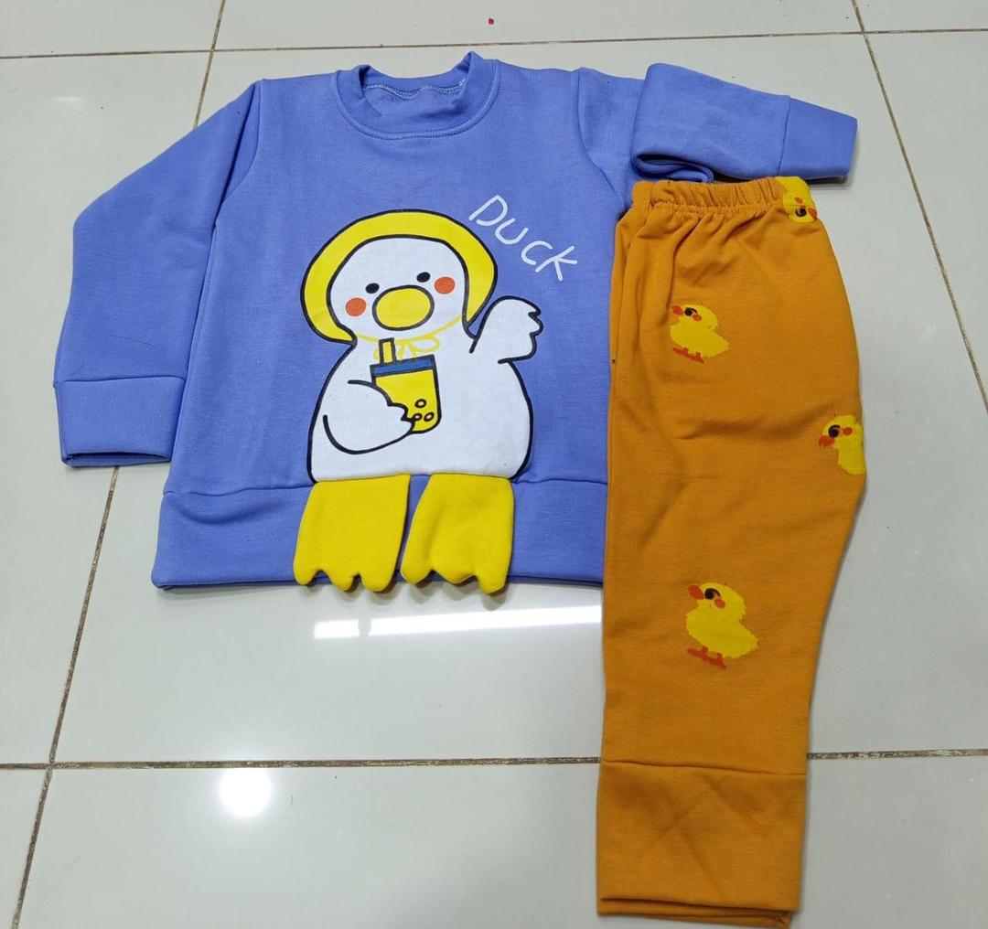 Boy Wearing Blue Fleece Printed Tracksuit