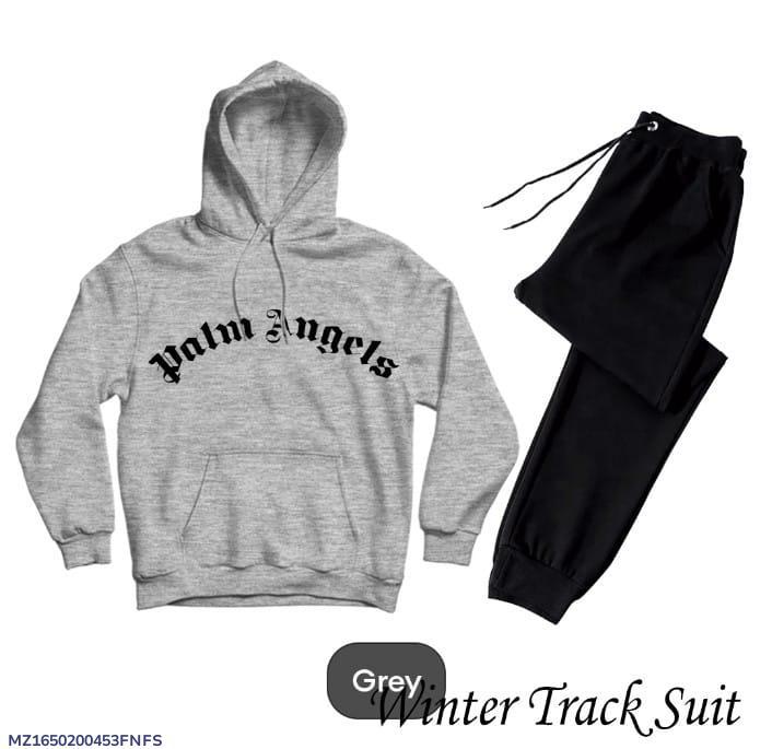 Men’s fleece printed hoodie with trousers – grey color