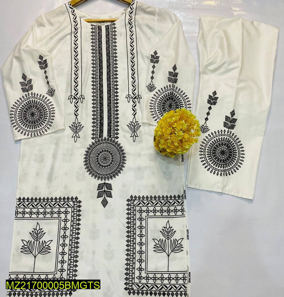 Linen block print stitched suit in medium size