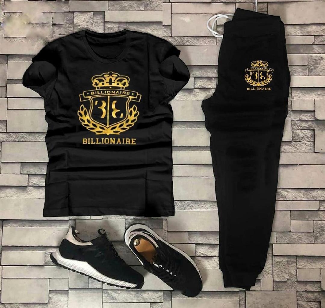 Men's Graphic Sublimation Cotton Track Suit Black – Front View