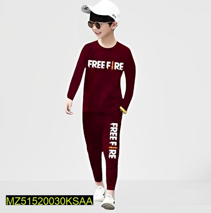 Kids printed tracksuit maroon set – casual wear