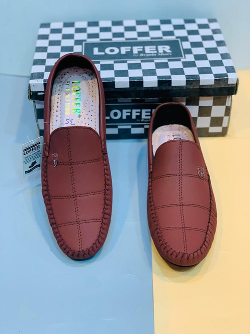Top view of men's brown Rexine loafers