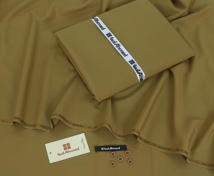Men’s unstitched wool plain suit fabric in brown color