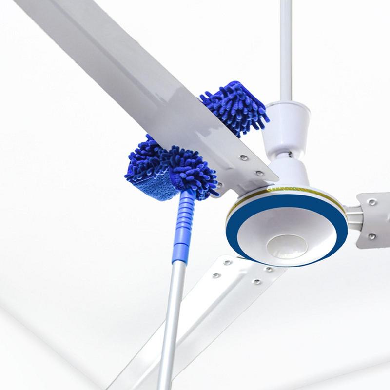 Flexible micro-fiber fan duster with telescopic stainless steel handle