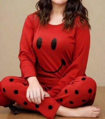 2 pcs nightwear suit with round neck