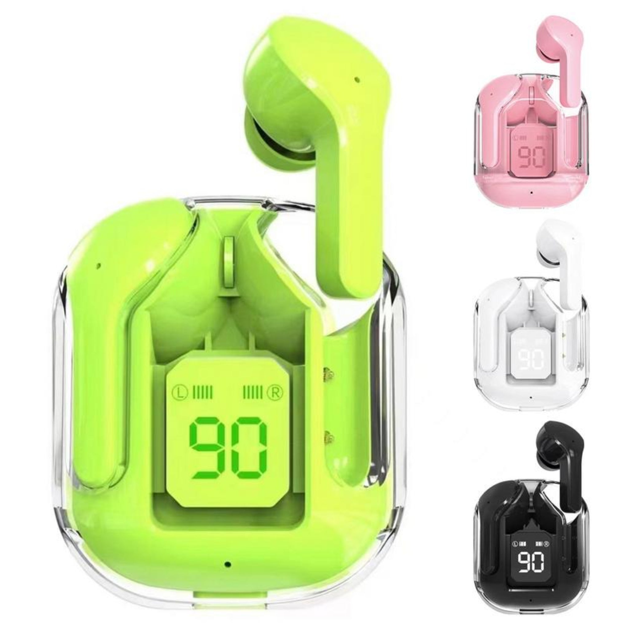 black wireless earbuds in charging case